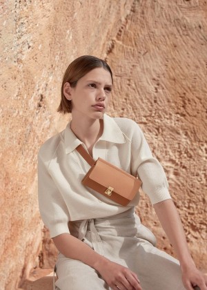 Belts Bags Polene Numéro Sept Duo Camel Textured Leather | CZ T9781C