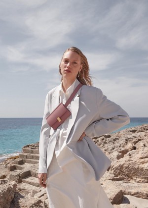 Belts Bags Polene Numéro Sept Lilac Textured Leather | CZ Y9782X