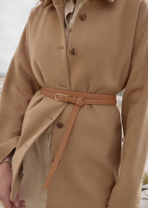 Pásky Polene Thin Umi Textured Camel | CZ E9727B